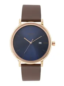 Sonata Men Blue Dial & Brown Synthetic Straps Analogue Watch NN7131WL03