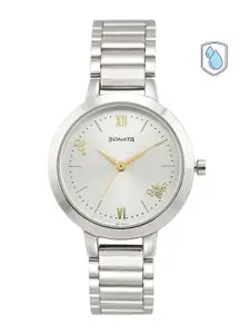 Sonata Women Silver-Toned Bracelet Style Analogue Watch NN8141SM06