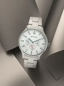 Sonata Men Silver-Toned Dial & Bracelet Style Straps Analogue Watch 7140SM01
