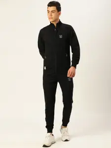 Sports52 wear Men Black Comfort Fit Solid Tracksuit
