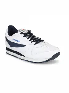 HIROLAS Men White & Navy Blue Running Shoes
