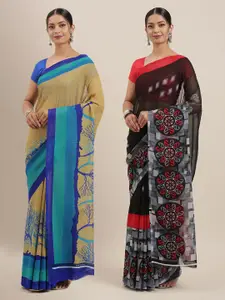 ANAND SAREES Pack Of 2 Printed Poly Georgette Sarees