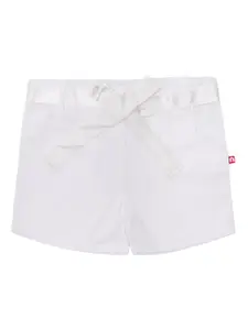 Nino Bambino Girls White Solid Organic Cotton Regular Fit Sustainable Regular Shorts