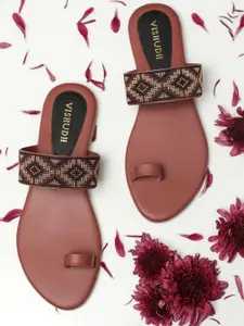 Vishudh Women Maroon Printed One Toe Flats