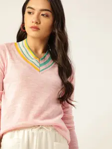 DressBerry Women Pink Solid Pullover