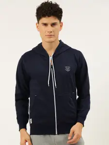 Sports52 wear Men Navy Blue Solid Hooded Sweatshirt