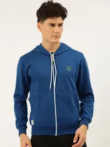 Sports52 wear Men Blue Solid Hooded Sweatshirt