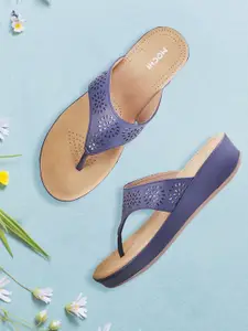 Mochi Women Blue Solid Sandals