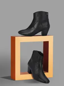 Delize Women Black Solid Heeled Boots