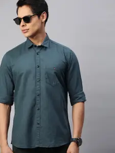 Louis Philippe Jeans Men Teal Blue Slim Fit Casual Shirt