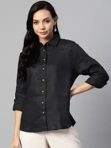Marks & Spencer Women Black Solid Opaque Casual Shirt