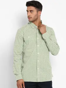 Royal Enfield Men Olive Green Gingham Checked Casual Shirt