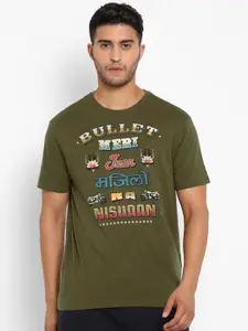 Royal Enfield Men Olive Green Typography Printed T-shirt