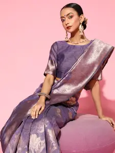 Saree mall Floral Silk Blend Saree with Woven Design border