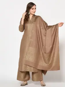 Safaa Brown Printed Viscose Rayon Unstitched Dress Material