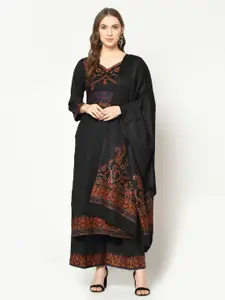 Safaa Black & Brown Viscose Rayon Unstitched Dress Material