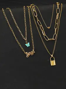Jewels Galaxy Set Of 2 Gold-Plated & Blue Layered Necklace
