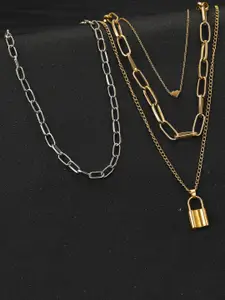 Jewels Galaxy Set Of 2 Gold-Plated & Silver-Plated Necklace