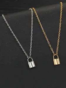 Jewels Galaxy Set of 2 Gold-Plated & Silver-Plated Necklaces