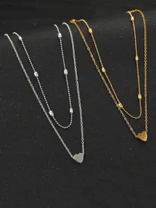 Jewels Galaxy Set of 2 Gold-Plated & Silver-Plated Necklaces