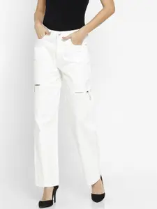 FOREVER 21 Women White Pure Cotton Jeans
