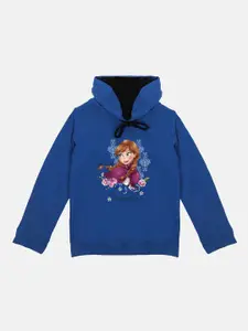 Disney by Wear Your Mind Girls Blue Frozen Printed Hooded Sweatshirt