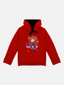 Disney by Wear Your Mind Girls Red Frozen Printed Hooded Sweatshirt