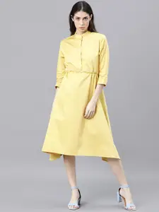 RAREISM Yellow A-Line Midi Dress