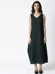 RAREISM Green A-Line Midi Dress
