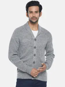 BYFORD by Pantaloons Men Grey Cable Knit Front-Open