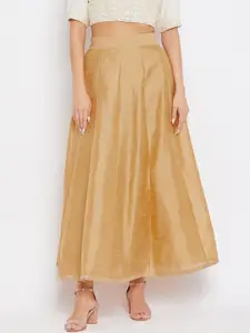 Clora Creation Women Beige Solid Maxi Length Flared Skirt