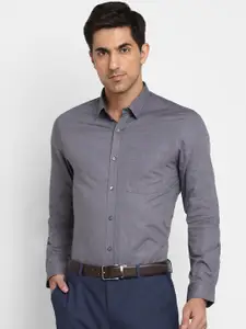 Turtle Men Grey Slim Fit Opaque Casual Shirt