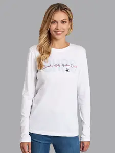 Beverly Hills Polo Club Women White Typography Printed T-shirt