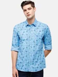 CAVALLO by Linen Club Men Blue Floral Opaque Printed Casual Shirt