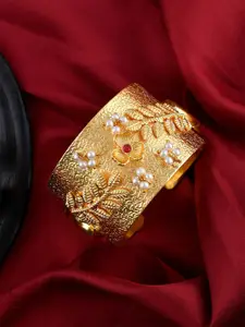 Silvermerc Designs Women Gold-Plated & White Cuff Bracelet