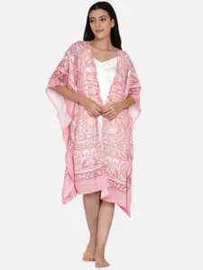 The Kaftan Company Pink & White Printed Nightdress