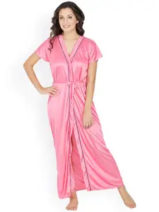Klamotten Pink Satin Maxi Robe X128