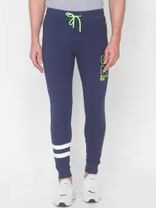 SPYKAR Men Navy Blue Solid Relaxed Fit Pure Cotton Joggers