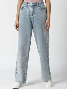 FOREVER 21 Women Blue High-Rise Heavy Fade Jeans