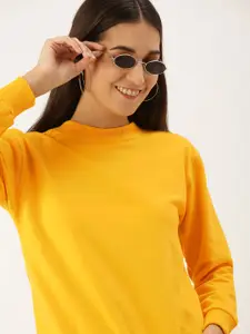 FOREVER 21 Women Mustard Yellow Solid Sweatshirt
