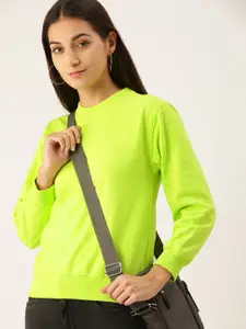 FOREVER 21 Women Fluorescent Green Solid Sweatshirt