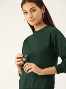 FOREVER 21 Women Green Solid Sweatshirt