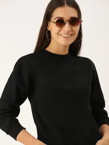 FOREVER 21 Women Black Solid Sweatshirt