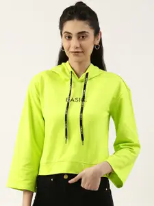 FOREVER 21 Women Fluorescent Green Hooded Sweatshirt