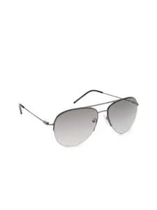 French Connection Men Green Lens & Gunmetal-Toned Aviator Sunglasses with UV Protected Lens