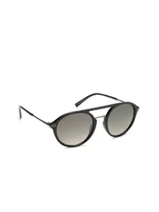 French Connection Men Grey Lens & Black Round Sunglasses with UV Protected Lens