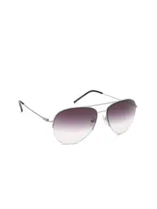 French Connection Men Purple Lens & Silver-Toned Aviator Sunglasses with UV Protected Lens