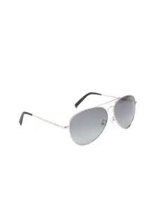 Nautica Men Grey Lens & Rose Gold-Toned Aviator Sunglasses with UV Protected Lens