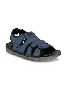 Hitz Men Blue & Black Comfort Sandals