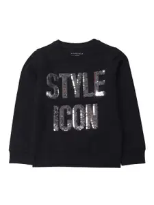PLUM TREE Girls Black & Silver Embellished Sweatshirt